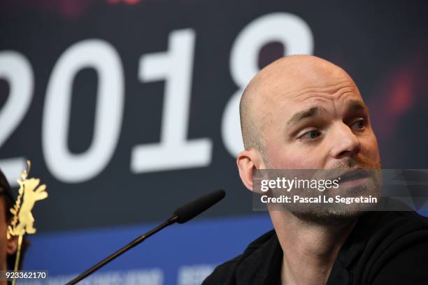 Thomas Stuber attends the 'In the Aisles' press conference during the 68th Berlinale International Film Festival Berlin at Grand Hyatt Hotel on...