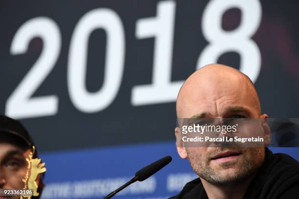 Thomas Stuber attends the 'In the Aisles' press conference during the 68th Berlinale International Film Festival Berlin at Grand Hyatt Hotel on...