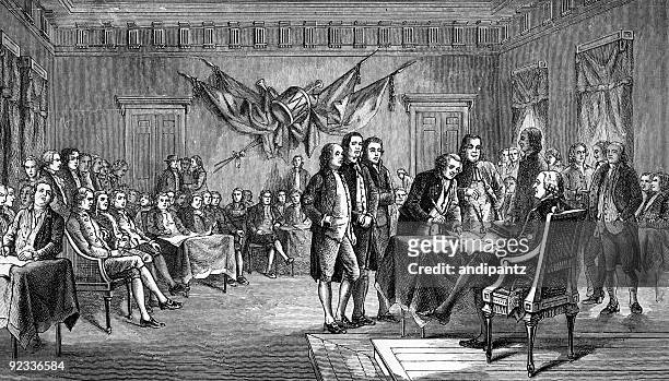 signing the declaration of independence in philadelphia - pennsylvania stock pictures, royalty-free photos & images