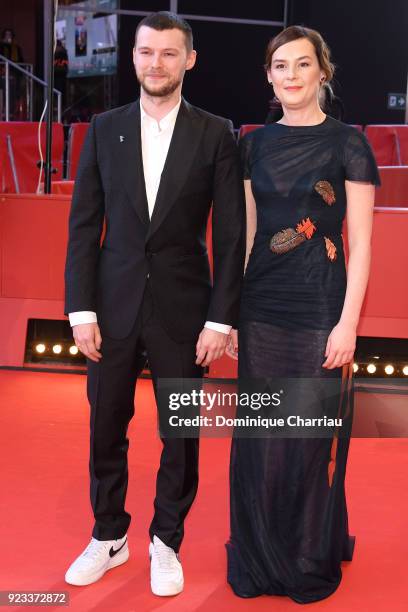 Mateusz Kosciukiewicz and Agnieszka Podsiadlik attend the 'Mug' premiere during the 68th Berlinale International Film Festival Berlin at Berlinale...