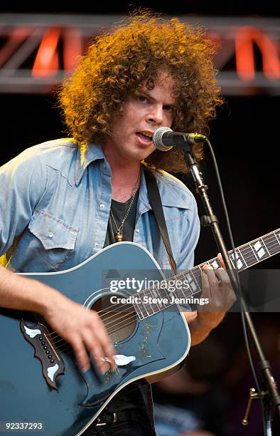 Andrew Stockdale of Wolfmother performs at the 23rd Annual Bridge School Benefit at Shoreline Amphitheatre on October 24, 2009 in Mountain View,...