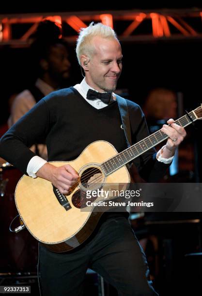 Tom Dumont of No Doubt performs at the 23rd Annual Bridge School Benefit at Shoreline Amphitheatre on October 24, 2009 in Mountain View, California.