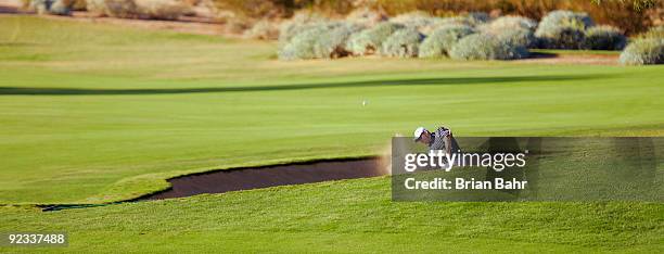 Troy Matteson hits a couple hundred yards out of a bunker onto the 18th green before winning a two-hole playoff in the fourth round of the 2009...