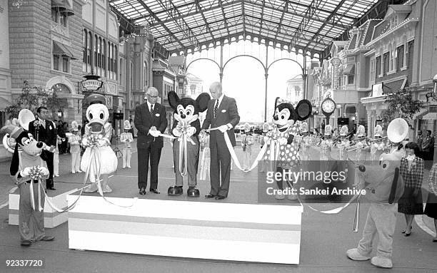 General view of the Tokyo Disneyland opening ceremony on April 15, 1983 in Makuhari, Chiba, Japan.