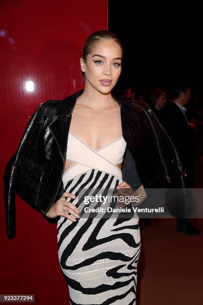 Jasmine Sanders known as Golden Barbie attends the Roberto Cavalli show during Milan Fashion Week Fall/Winter 2018/19 on February 23, 2018 in Milan,...