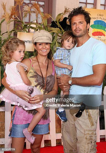 Actor David Charvet and Brooke Burke arrive at camp Ronald McDonald for good times 17th annual Halloween Carnival at Universal Studios Backlot on...