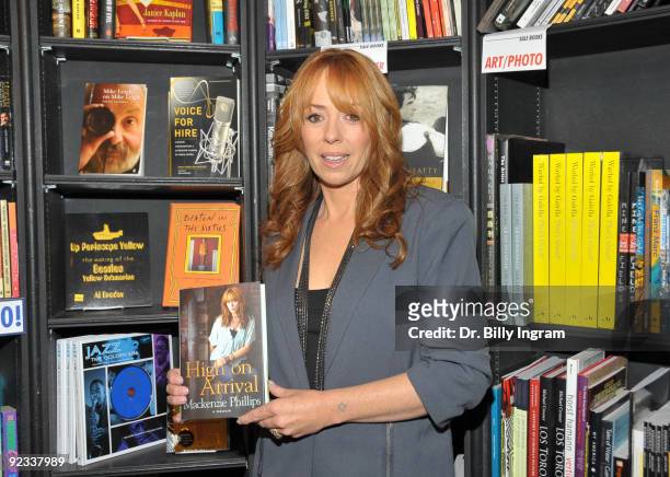 Mackenzie Phillips signs copies of her book ''High On Arrival'' at the Book Soup on October 25, 2009 in West Hollywood, California.
