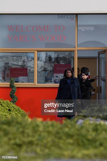 Shadow Home Secretary Diane Abbott and Shadow Attorney General Shami Chakrabarti leave the Yarl's Wood Immigration Detention Centre on February 23,...