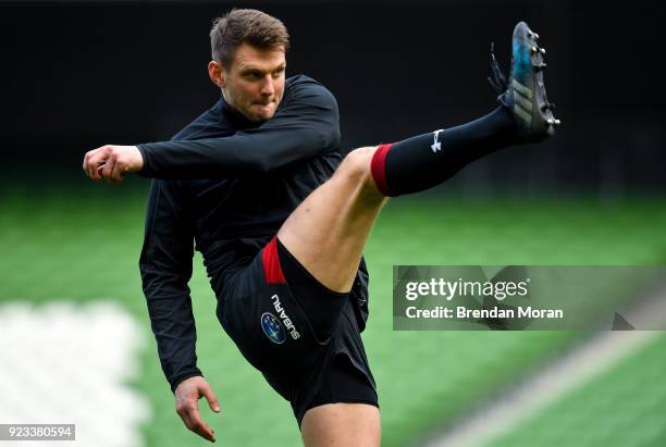 Dublin , Ireland - 23 February 2018; Dan Biggar during the Wales Rugby captain's run at the Aviva Stadium in Dublin.