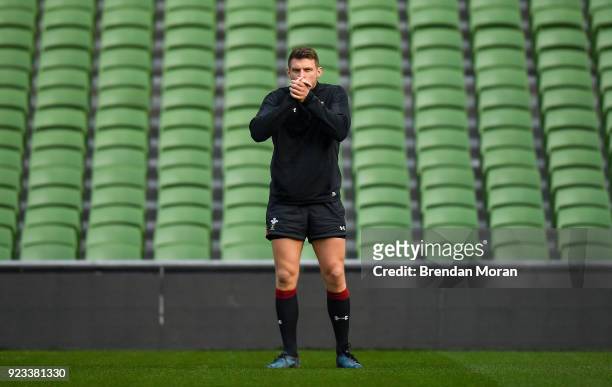 Dublin , Ireland - 23 February 2018; Dan Biggar during the Wales Rugby captain's run at the Aviva Stadium in Dublin.