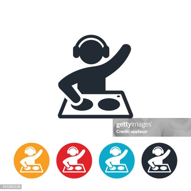 stockillustraties, clipart, cartoons en iconen met disc jockey pictogram - dj