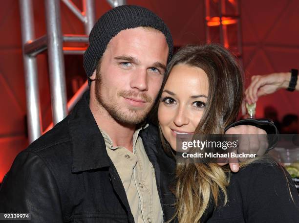 Actor Cam Gigandet and actress Dominique Geisendorff attends the BlackBerry VIP Hospitality Lounge at the U2 Concert at the Rose Bowl on October 25,...