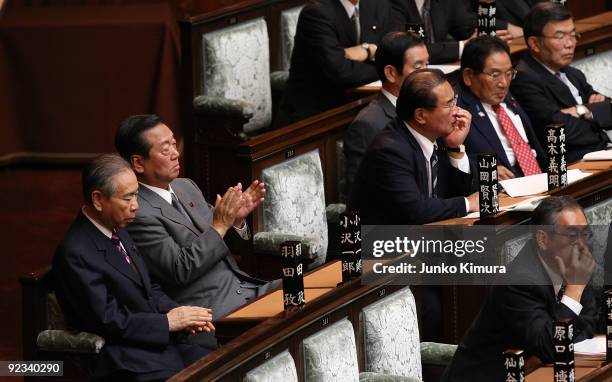 Ichiro Ozawa attends the 173rd Extraordinary Diet Session at the Lower House on October 26, 2009 in Tokyo, Japan. The Japanese government will bring...