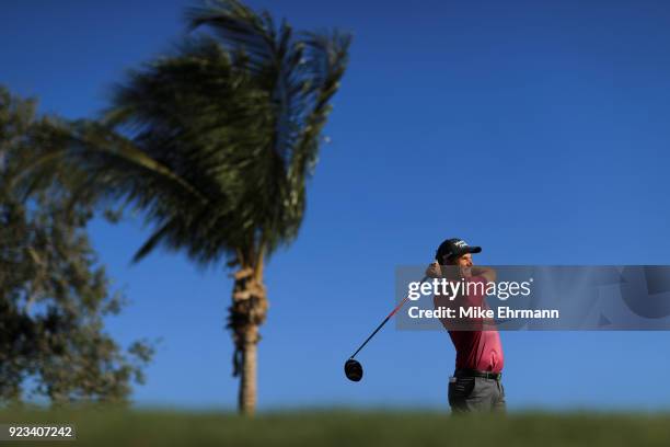 Padraig Harrington from Ireland plays his tee shot on the 13th hole during the second round of the Honda Classic at PGA National Resort and Spa on...
