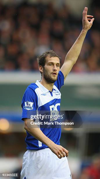 Roger Johnson of Birmingham City in action during the Barclays Premier League match between Birmingham City and Sunderland at St. Andrews Stadium on...