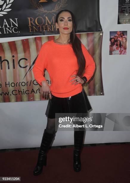 Actress Mandy Amano arrives for Roman Media And ChicArt PR Hosted Horror Themed Party To Celebrate Women In Horror Month In Hollywood held at LONO...