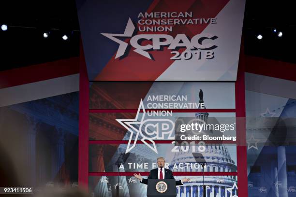 President Donald Trump speaks at the Conservative Political Action Conference in National Harbor, Maryland, U.S., on Friday, Feb. 23, 2018. The list...