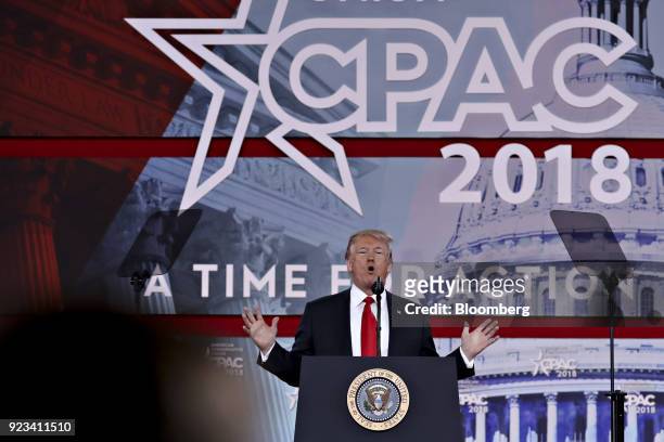 President Donald Trump speaks at the Conservative Political Action Conference in National Harbor, Maryland, U.S., on Friday, Feb. 23, 2018. The list...