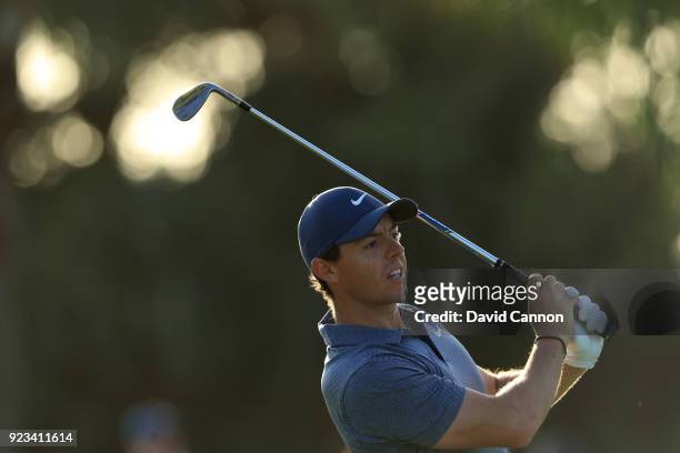 Rory McIlroy of Northern Ireland plays his second shot on the par 4, 10th hole during the second round of the 2018 Honda Classic on The Champions...