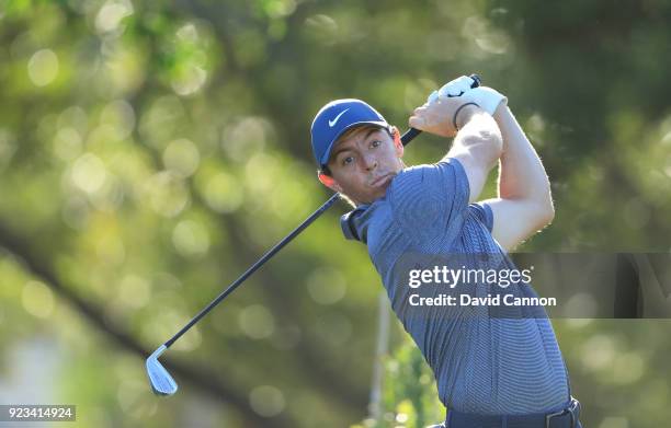 Rory McIlroy of Northern Ireland plays his tee shot on the par 4, 14th hole during the second round of the 2018 Honda Classic on The Champions Course...