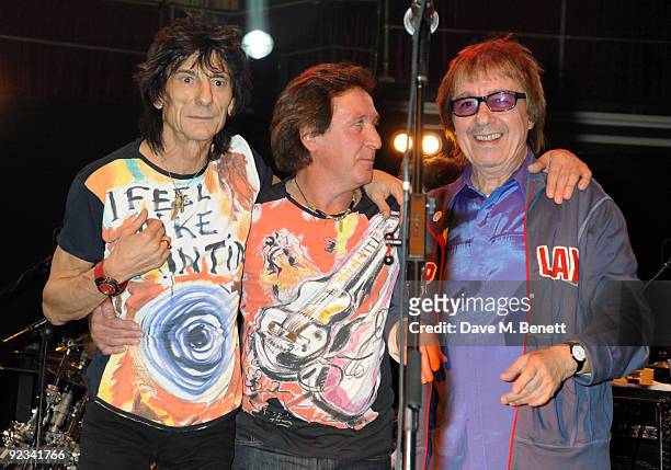 Ronnie Wood, Kenny Jones and Bill Wyman perform during the Helping The Heart of Music Concert in aid of the PRS members benevolent fund starring the...