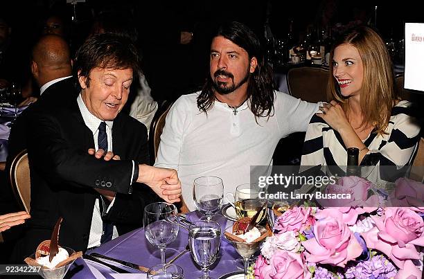 Paul McCartney, Dave Grohl and Jordyn Blum attend the 2009 GRAMMY Salute To Industry Icons honoring Clive Davis at the Beverly Hilton Hotel on...