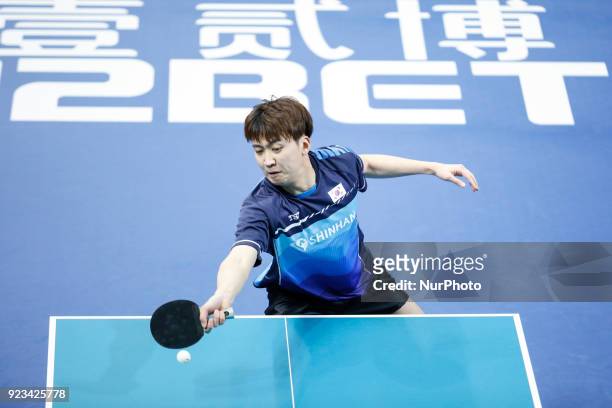 Youngsin JEOUNG of Korea Republic during ITTF World Cup match between Youngsin JEOUNG of Korea Republic and David POWELL of Australia, group 2 and 3...
