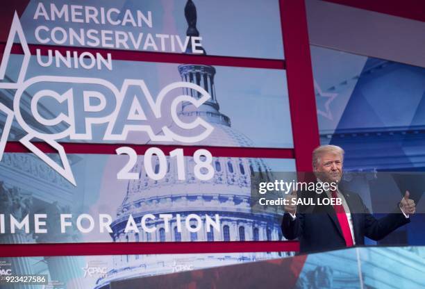 President Donald Trump speaks during the 2018 Conservative Political Action Conference at National Harbor in Oxon Hill, Maryland, February 23, 2018.