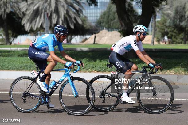 4th Abu Dhabi Tour 2018 / Stage 3 Sebastian Henao Gomez of Colombia / Victor De La Parte of Spain / Abu Dhabi - Abu Dhabi / Nation Towers Stage /...