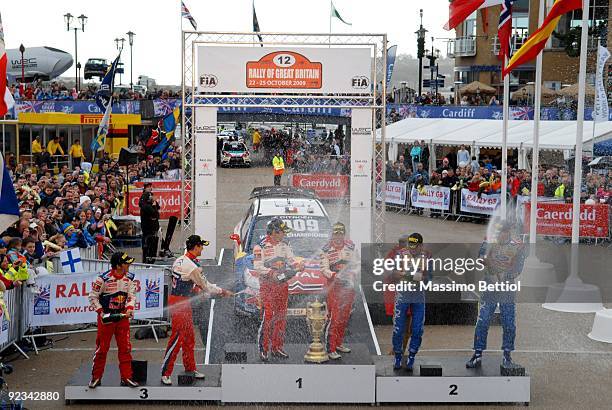 Marc Marti of Spain and Daniel Sordo of Spain and theTotal Citroen team, Daniel Elena of Monaco and Sebastien Loeb of France and Citroen Total, Mikko...