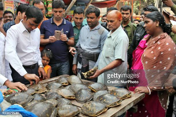 Wildlife Crime Control Unit of Forest Department and the Rapid Action Battalion seize six maunds of rare species of tortoise during a joint drive at...