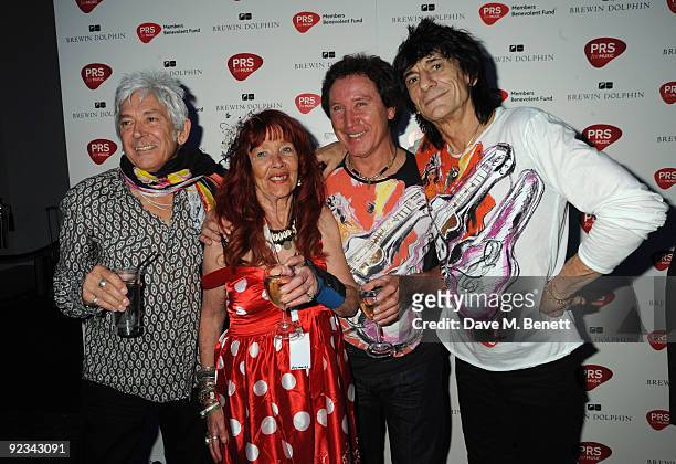 Ian McLagan, Katy Lane, Kenny Jones and Ronnie Wood attend the after party for Helping The Heart of Music Concert in aid of the PRS members...