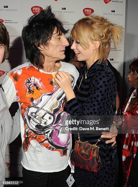Ronnie Wood and Ekaterina Ivanova attend the after party for Helping The Heart of Music Concert in aid of the PRS members benevolent fund on October...