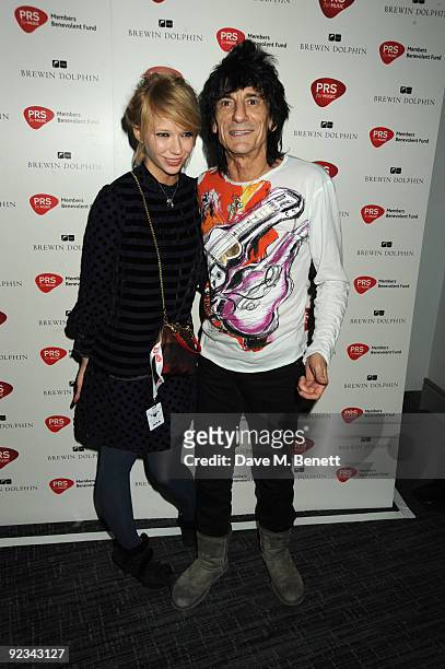 Ekaterina Ivanova and Ronnie Wood attend the after party for Helping The Heart of Music Concert in aid of the PRS members benevolent fund on October...