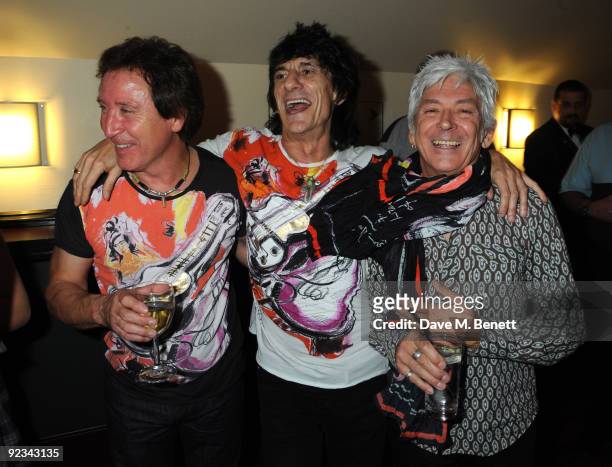 Kenny Jones , Ronnie Wood and Ian McLagan attend the after party for Helping The Heart of Music Concert in aid of the PRS members benevolent fund on...