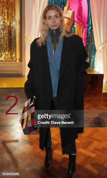 Irina Lakicevic attends the Sophia Webster AW18 presentation at Hotel Cafe Royal on February 19, 2018 in London, England.