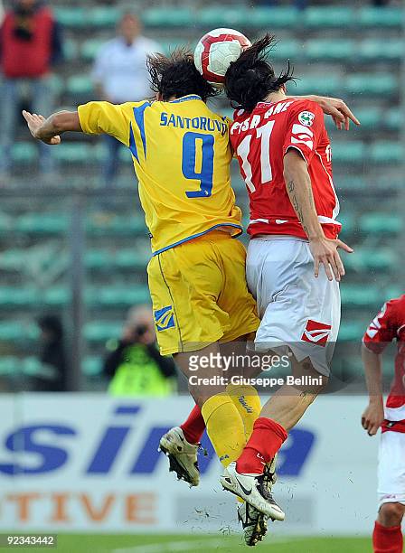 Vincenzo Santoruvo Frosinone Calcio and Fabio Pisacane AC Ancona in action during the Serie B match between AC Ancona and Frosinone Calcio at Del...