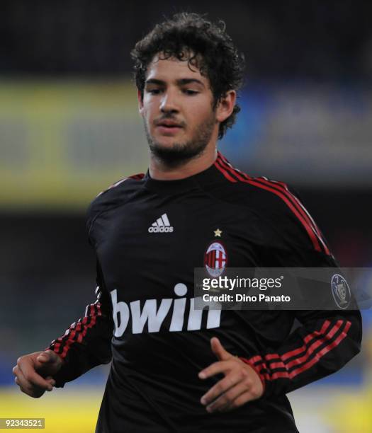Pato of AC Milan looks on during the Serie A match between AC Chievo Verona and AC Milan at Stadio Marcantonio Bentegodi on October 25, 2009 in...