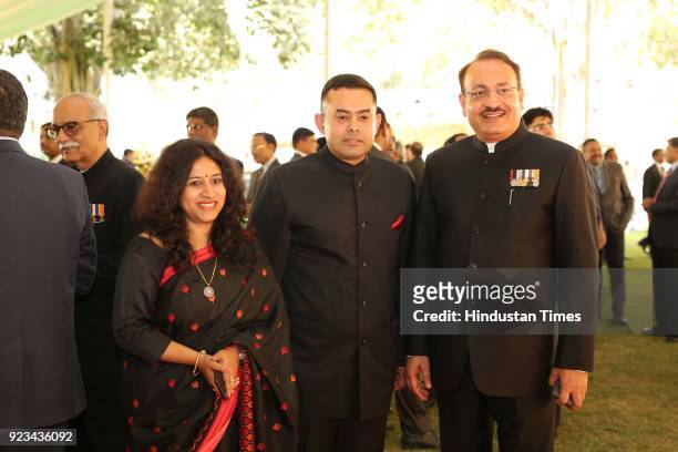 Dependra Pathak, Special Commissioner Of Police with Delhi Police PRO Madhur Verma during the reception of 71st Raising Day of Delhi Police on...