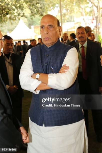 Union Home Minister Rajnath during the reception of 71st Raising Day of Delhi Police on February 20, 2018 in New Delhi, India.