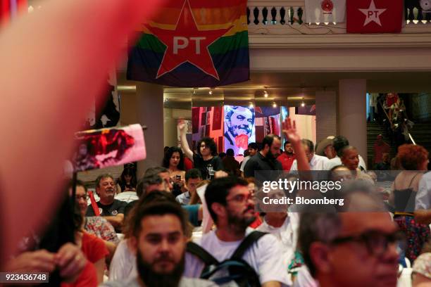 Attendees attend the 38th Anniversary celebration of the Workers' Party event in Sao Paulo, Brazil, on Thursday, Feb. 22, 2018. A Brazilian appeals...