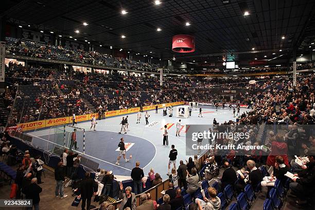 General view of the Sparkassen Arena before the Toyota Handball Bundesliga match between THW Kiel and Frisch Auf Goeppingen at the Sparkassen Arena...