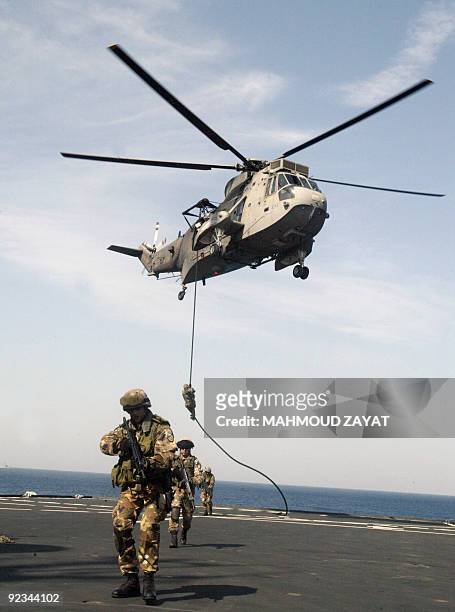 Soldiers from the Italian contingent serving with the United Nations Interim Force in Labanon take part in a joint amphibious drill with the Lebanese...