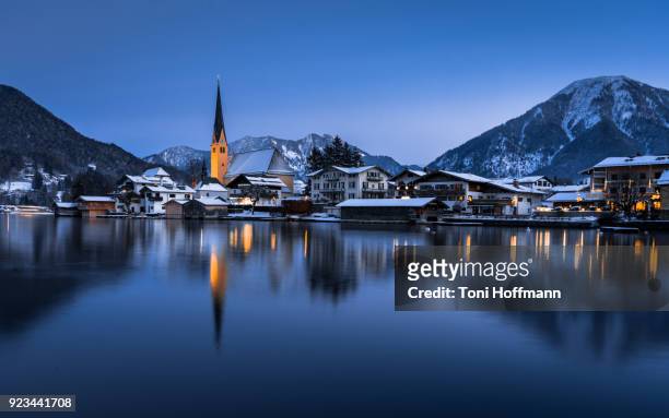 cold night in rottach egern at the tegernseer - bavaria winter stock pictures, royalty-free photos & images
