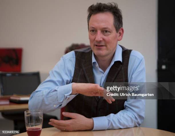 Eckaert von Hirschhausen, german moderator, doctor, magician, cabaret artist, comedian and writer, during an interview.