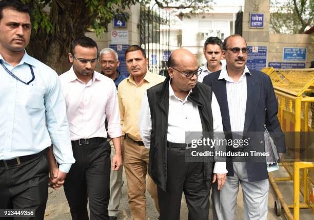 Rotomac owner Vikram Kothari along with his son Rahul produced in the court in Rs 3,695-crore loan default case at Patiala House on February 23, 2018...