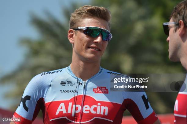 Marcel Kittel chatting with Alex Dowsett from Team Katusha - Alpecin ahead of the third stage, 133km Nations Tower Stage, from Nation Towers and...