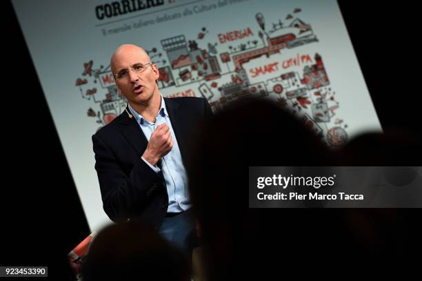 Riccardo Zacconi, CEO of King speaks during the launch of Corriere Innovazione at the Unicredit Pavilion on February 23, 2018 in Milan, Italy....