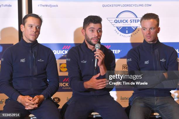 73rd Omloop Het Nieuwsblad 2018 Quick-Step Floors / Press Conference Philippe Gilbert of Belgium / Fernando Gaviria Rendon of Colombia / Iljo Keisse...