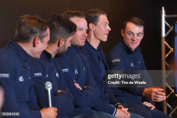 73rd Omloop Het Nieuwsblad 2018 Quick-Step Floors / Press Conference Philippe Gilbert of Belgium / Fernando Gaviria Rendon of Colombia / Iljo Keisse...